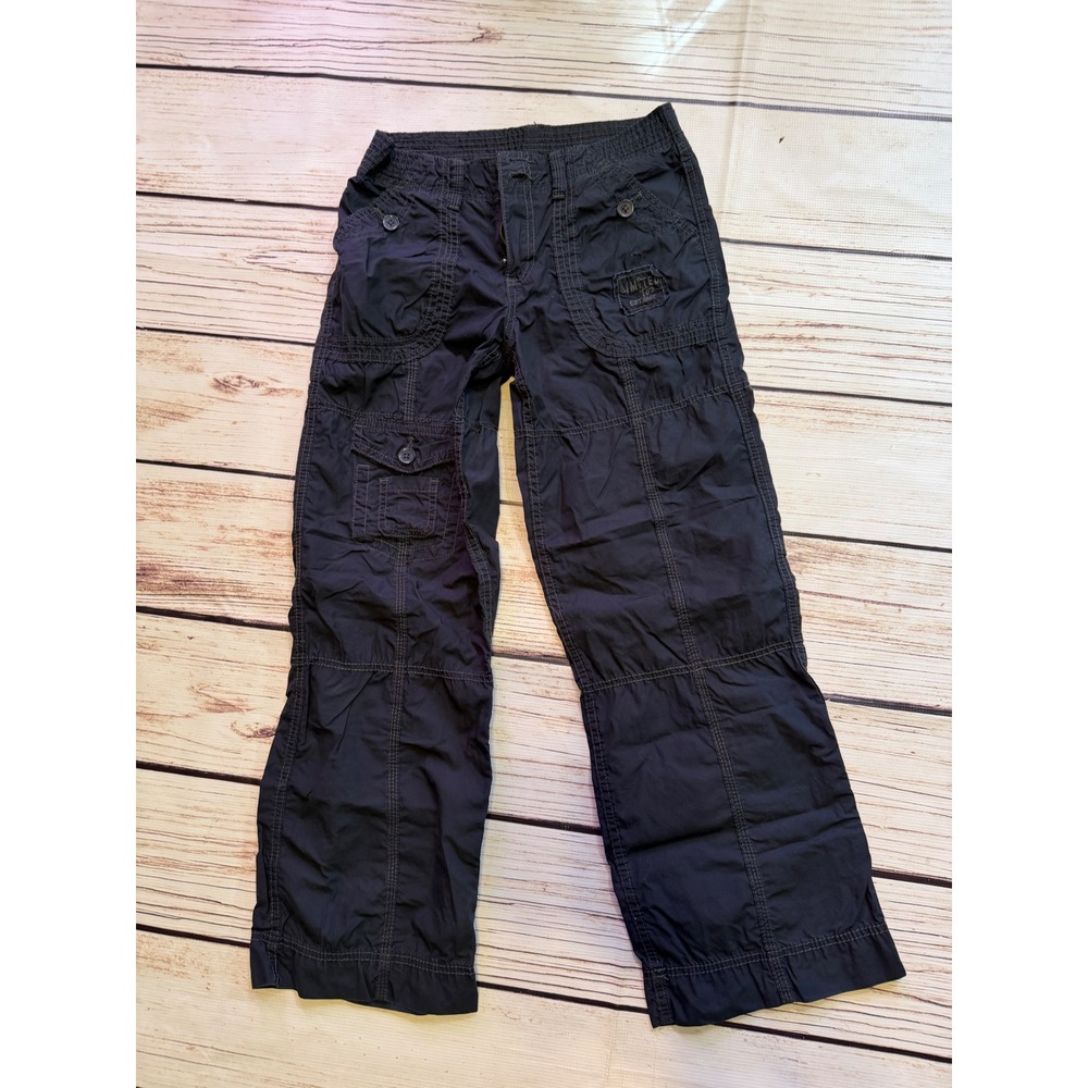 Limited Too Girls Black Cargo Pants Y2K Utility Straight Leg Size 14 Cotton